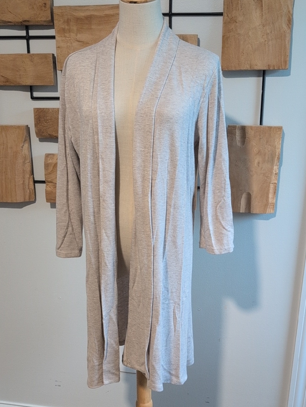 Light Taupe Gray Open-Front Women's Cardigan Sweater